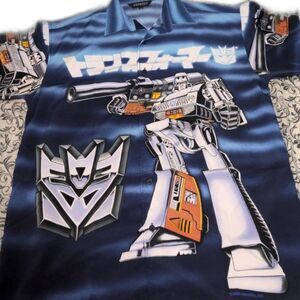 Vintage Changes Transformers Megatron Decepticon Button Up Shirt Mens M Y2K